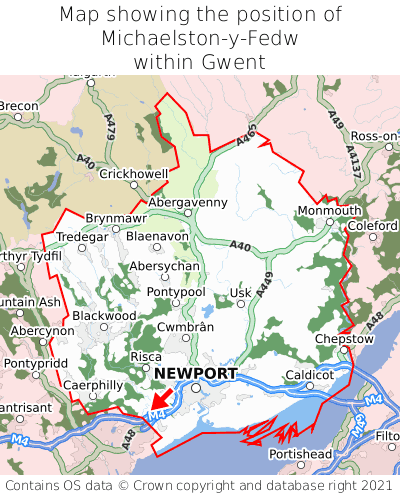 Map showing location of Michaelston-y-Fedw within Gwent