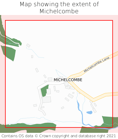 Map showing extent of Michelcombe as bounding box