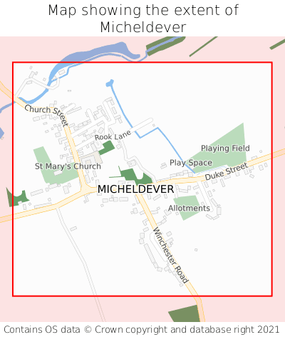 Map showing extent of Micheldever as bounding box