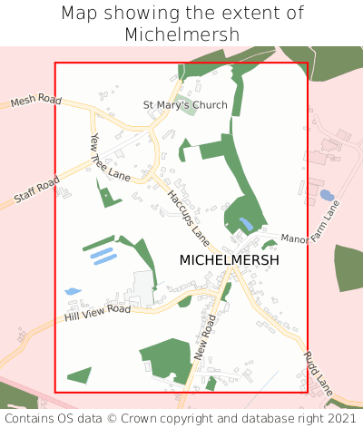 Map showing extent of Michelmersh as bounding box
