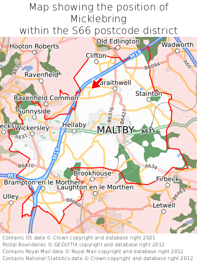 Map showing location of Micklebring within S66
