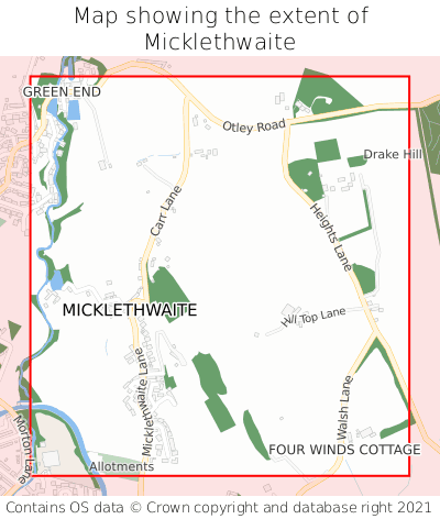 Map showing extent of Micklethwaite as bounding box