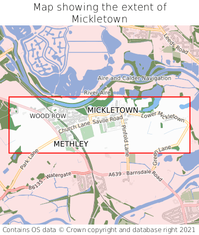 Map showing extent of Mickletown as bounding box