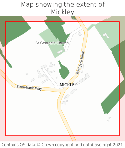 Map showing extent of Mickley as bounding box