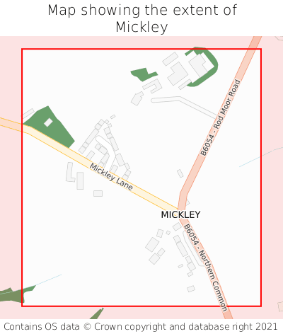 Map showing extent of Mickley as bounding box