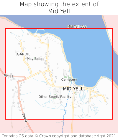 Map showing extent of Mid Yell as bounding box