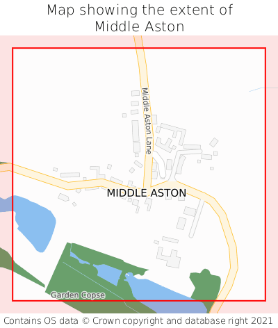 Map showing extent of Middle Aston as bounding box