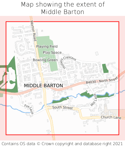 Map showing extent of Middle Barton as bounding box