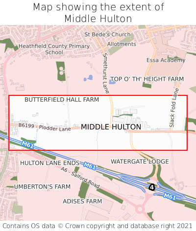 Map showing extent of Middle Hulton as bounding box