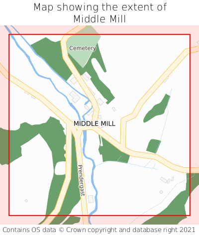 Map showing extent of Middle Mill as bounding box