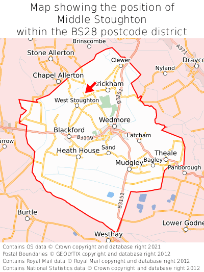 Map showing location of Middle Stoughton within BS28