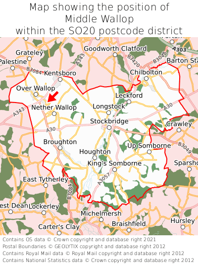 Map showing location of Middle Wallop within SO20