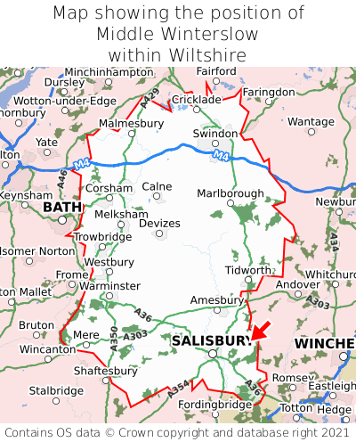 Map showing location of Middle Winterslow within Wiltshire