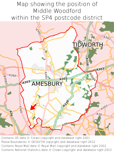 Map showing location of Middle Woodford within SP4