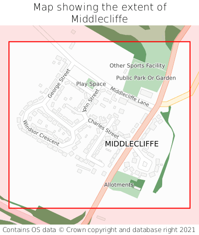 Map showing extent of Middlecliffe as bounding box