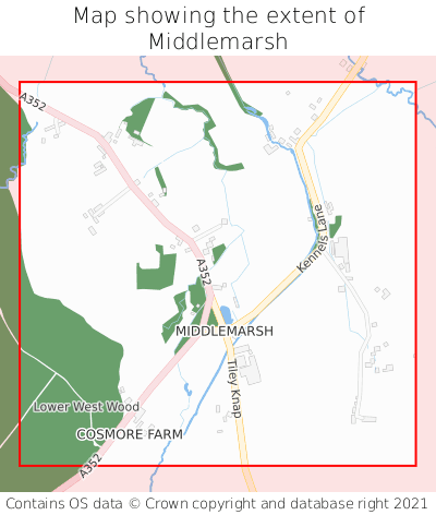 Map showing extent of Middlemarsh as bounding box