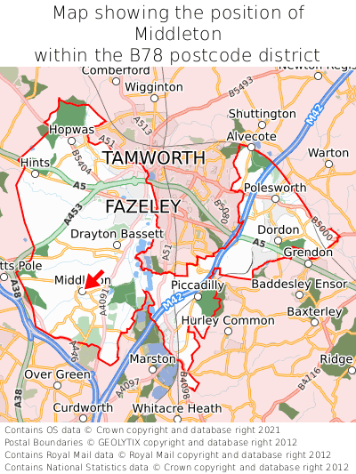 Map showing location of Middleton within B78