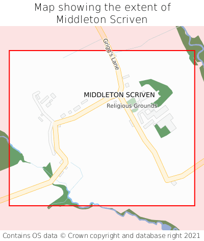 Map showing extent of Middleton Scriven as bounding box