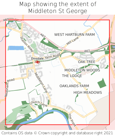 Map showing extent of Middleton St George as bounding box