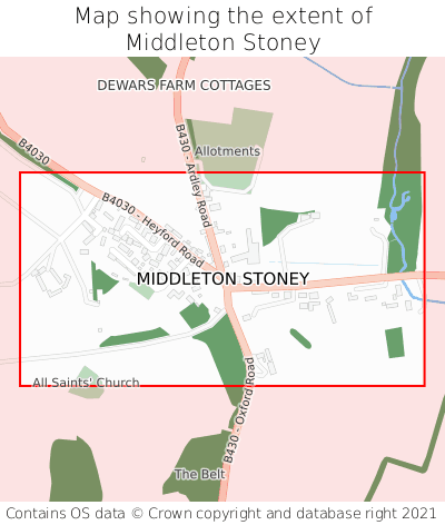 Map showing extent of Middleton Stoney as bounding box