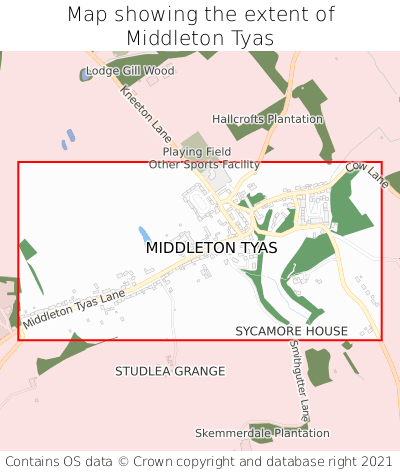 Map showing extent of Middleton Tyas as bounding box