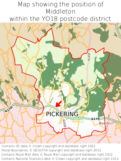 Map showing location of Middleton within YO18