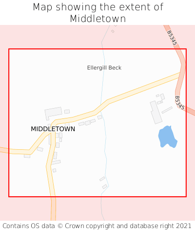 Map showing extent of Middletown as bounding box