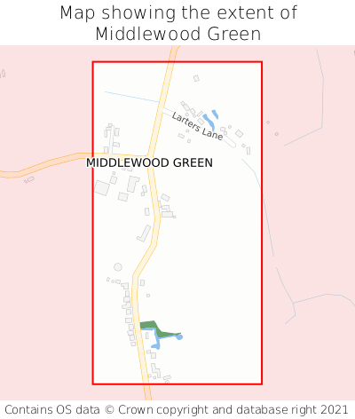 Map showing extent of Middlewood Green as bounding box