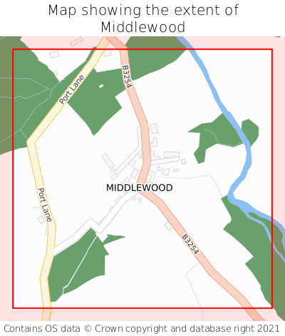 Map showing extent of Middlewood as bounding box