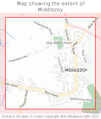 Map showing extent of Middlezoy as bounding box
