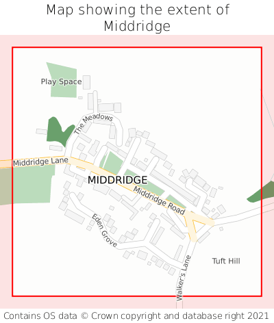 Map showing extent of Middridge as bounding box