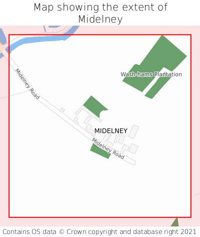 Map showing extent of Midelney as bounding box