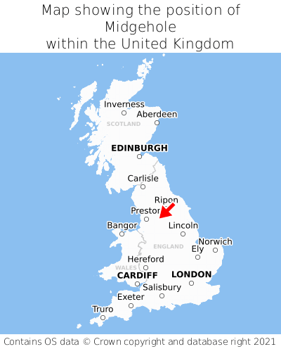 Map showing location of Midgehole within the UK