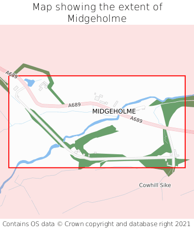 Map showing extent of Midgeholme as bounding box