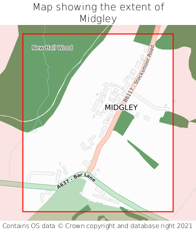 Map showing extent of Midgley as bounding box