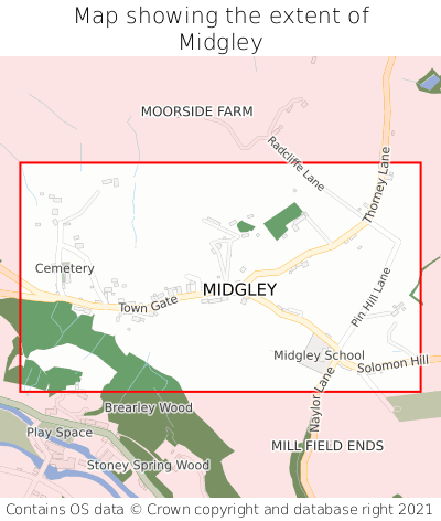 Map showing extent of Midgley as bounding box