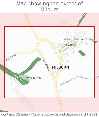 Map showing extent of Milburn as bounding box