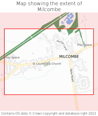 Map showing extent of Milcombe as bounding box