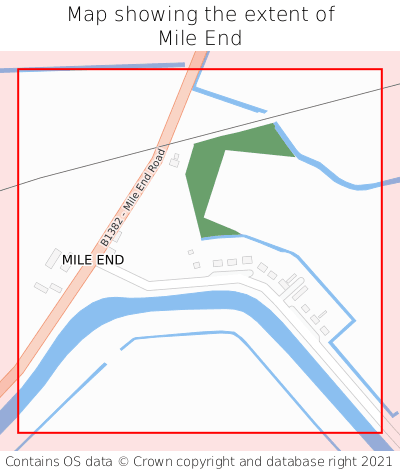 Map showing extent of Mile End as bounding box