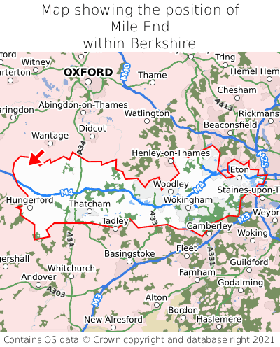 Map showing location of Mile End within Berkshire