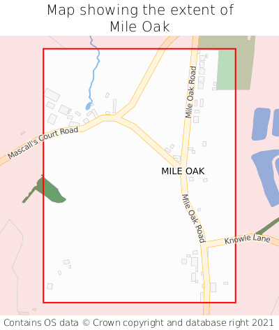 Map showing extent of Mile Oak as bounding box