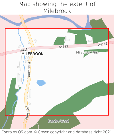 Map showing extent of Milebrook as bounding box