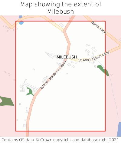 Map showing extent of Milebush as bounding box