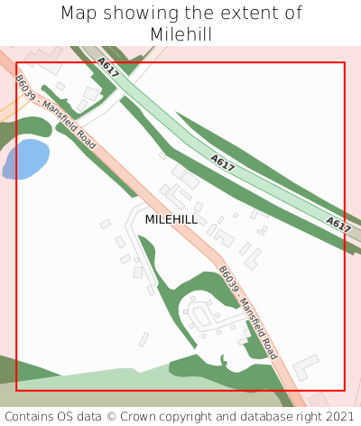 Map showing extent of Milehill as bounding box