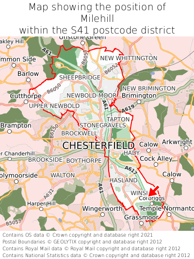 Map showing location of Milehill within S41