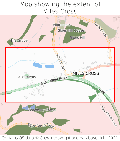 Map showing extent of Miles Cross as bounding box