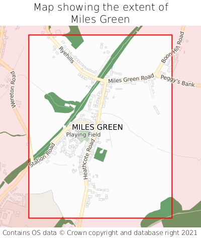 Map showing extent of Miles Green as bounding box