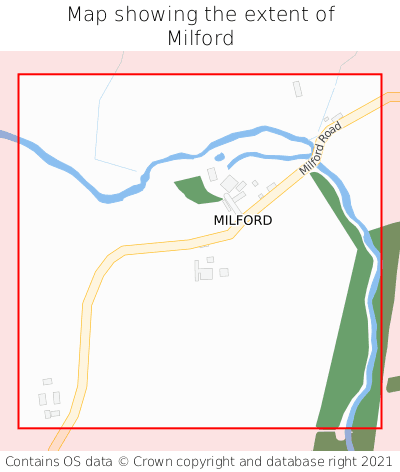 Map showing extent of Milford as bounding box