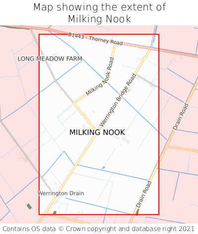 Map showing extent of Milking Nook as bounding box
