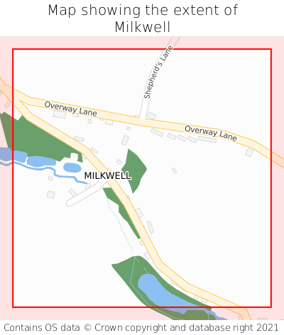 Map showing extent of Milkwell as bounding box